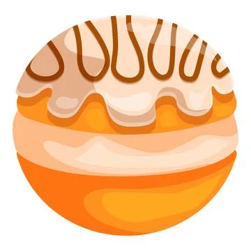 Delicious round cake covered with white icing and chocolate stripes Stock Illustration