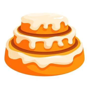 Delicious round cake dripping with white icing on white background Stock Illustration