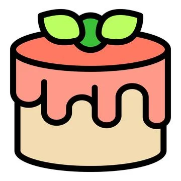 Delicious round cake with melted icing and mint leaves decoration Stock Illustration