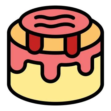 Delicious round cake with pink icing and red topping drizzled on top Stock Illustration