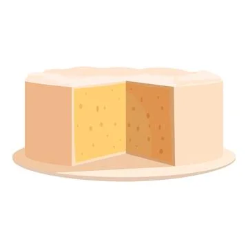 Delicious round cake with slice removed on plate Stock Illustration