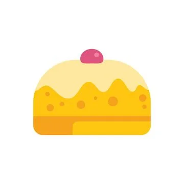 Delicious round cake with white icing and cherry on top Stock Illustration