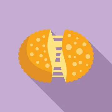 Delicious round cookie split in half showing filling icon Stock Illustration