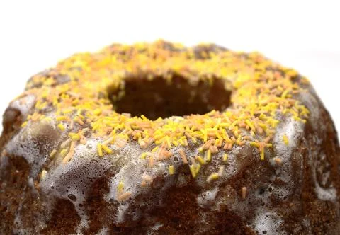 Delicious round easter cake on white Stock Photos