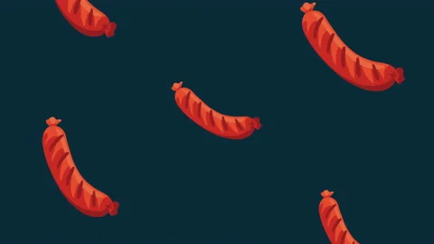 Delicious sausages grilled pattern animation Stock Footage 201896564