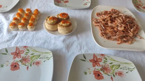 Delicious seafood appetizers preparing for a dinner party Stock Footage 341512707