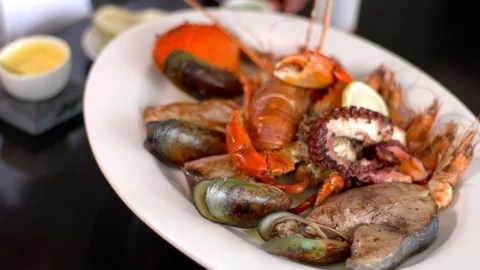 Delicious Seafood Platter Stock-Footage 125242916