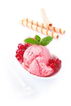 Delicious serving of redcurrant icecream Stock Photos