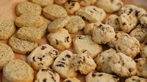 Delicious Shortbread Cookies Up Close, HD Stock Footage 148190088