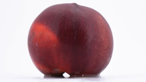 Delicious single ripe peach rotating, (loopable) on white background Video stock 113663925