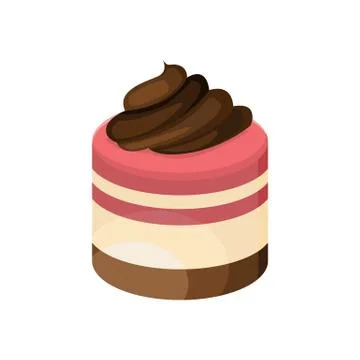 Delicious Single Soft Cake with Chocolate Icing Illustration Illustrazione stock