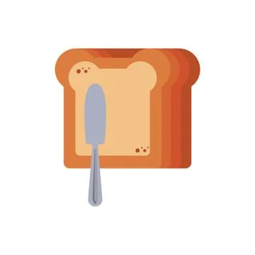 Delicious slice bread with butter and knife Stock Illustration