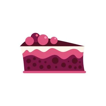 Delicious slice of cake with berries and chocolate drizzle illustration Stock Illustration