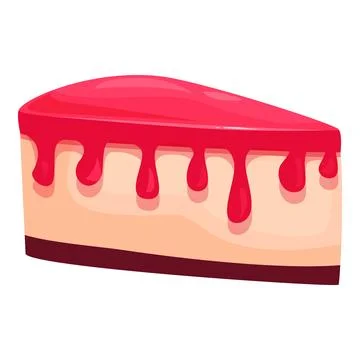 Delicious slice of cake with dripping icing on white background Stock Illustration