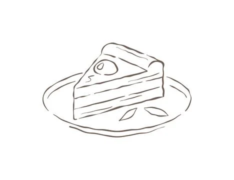 Delicious Slice Of Cake On A Plate Hand Drawn Sketch Vector Illustration Illustrazione stock