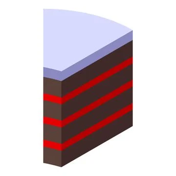 Delicious slice of chocolate cake with icing on top イラスト素材
