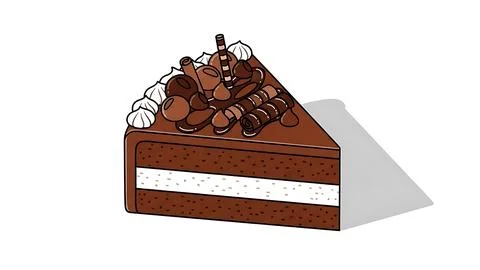 Delicious slice of chocolate cake Stock Illustration