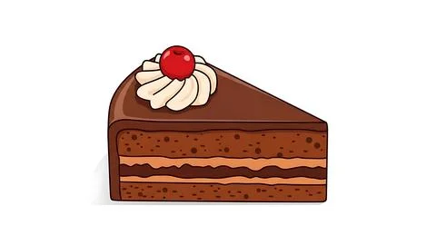 Delicious slice of chocolate cake Stock Illustration