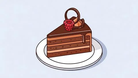 Delicious slice of chocolate cake Illustrazione stock