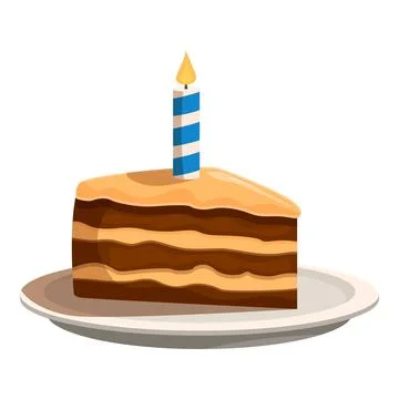 Delicious slice of layered cake with burning candle celebrating a birthday Stock Illustration