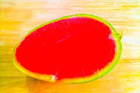 Delicious sliced ​​watermelon on the table 스톡 사진