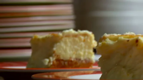 Delicious Slices Of Vanilla Cake Stock Footage 136693931