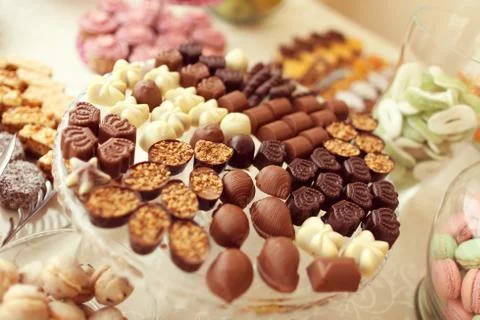 Delicious small chocolates Stock Photos