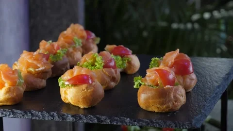 Delicious smoked salmon Stock Footage 167655782