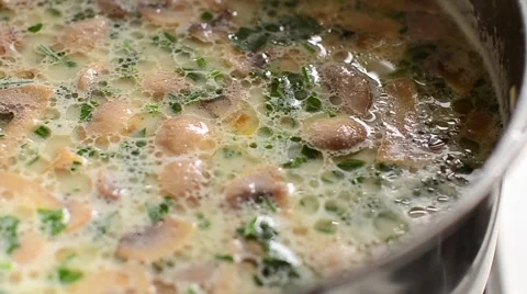 Delicious soup with mushrooms and cheese 스톡 동영상 59085337