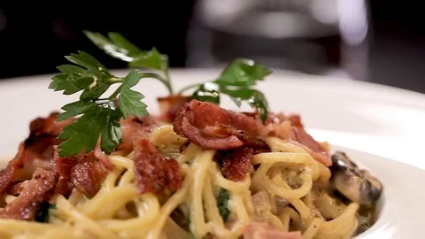 Delicious Spaghetti Carbonara Stock Footage 90939441