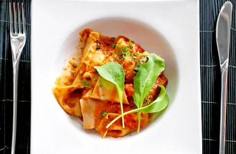 Delicious spaghetti in plate Stock Photos