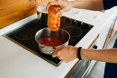 Delicious Spaghetti Preparation Foto stock