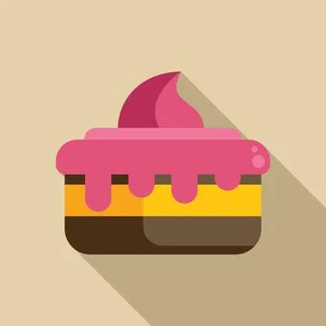 Delicious square cake with pink icing dripping over layered sponge cake Ilustração Stock