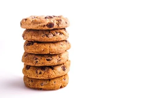 Delicious stack of Chocolate Chip Cookies Stock Photos