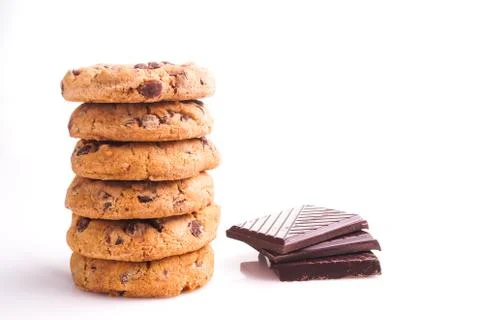 Delicious stack of Chocolate Chip Cookies Stock Photos