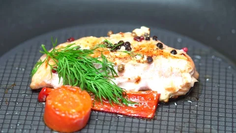 Delicious  steak cooking on a hot griddle pan Stockbeeldmateriaal 83693653