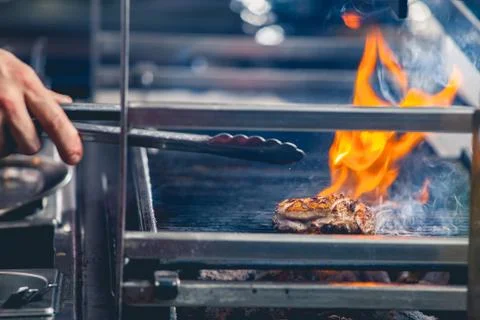 Delicious steak on grill Fotos Stock