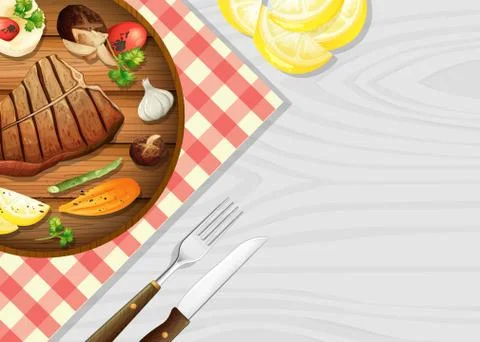 Delicious Steak on Table Stock Illustration