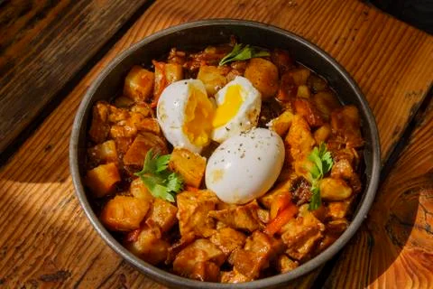 Delicious stew beef with egg Foto stock