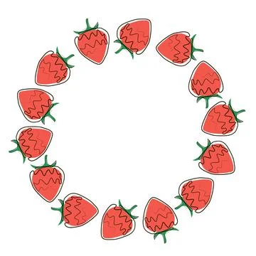 Delicious Strawberry, collected in a composition in a circle on a white Stock Illustration