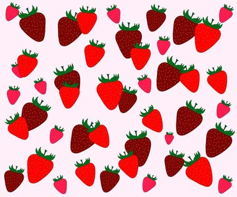 Delicious summer pattern of red strawberries Stock Illustration