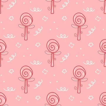 Delicious sweet seamless pattern of lollipops Stockillustratie