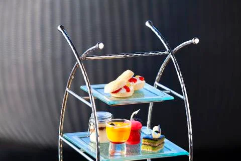 Delicious sweets on candy buffet Stock Photos