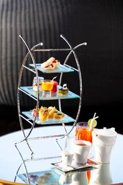 Delicious sweets on candy buffet Stock Photos
