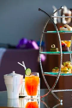 Delicious sweets on candy buffet Stock Photos