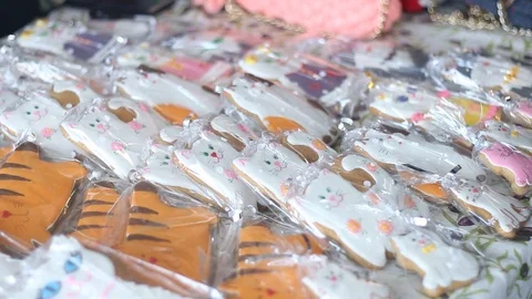 Delicious Sweets at the Cat Fair Stock Footage 87134835