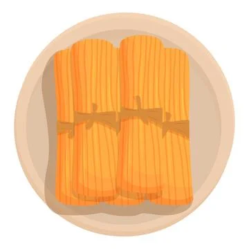 Delicious tamales tied with string lying on a round plate Stock Illustration