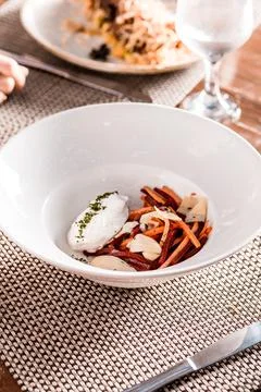 Delicious Tartare Menu Restaurant Eating Toast Oil Steak Tuna Kani Seafood Raw F Stock Photos