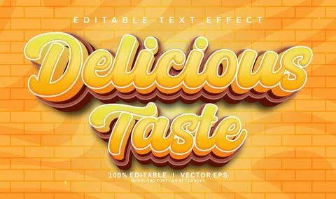 Delicious taste vector text effect with modern style design Stock Illustration