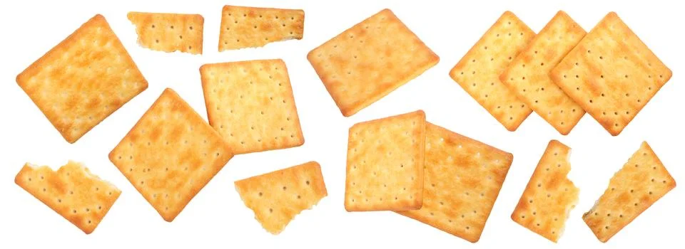 Delicious thin crispy crackers, Crushed crackers, Stock Photos